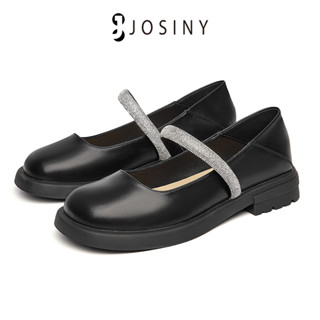 JOSINY Mary Janes รองเท้าหนังนิ่ม ส้นแบน หัวกลม สไตล์เรโทร