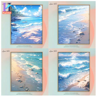 แฮมเล็ต【30*40ซม.】ระบายสีตามตัวเลข/ระบายสีด้วยมือ/ภาพวาดสีน้ำมันทิวทัศน์ริมทะเล/อินสไตล์/ภาพวาดห้องนอนภาพวาดตกแต่ง