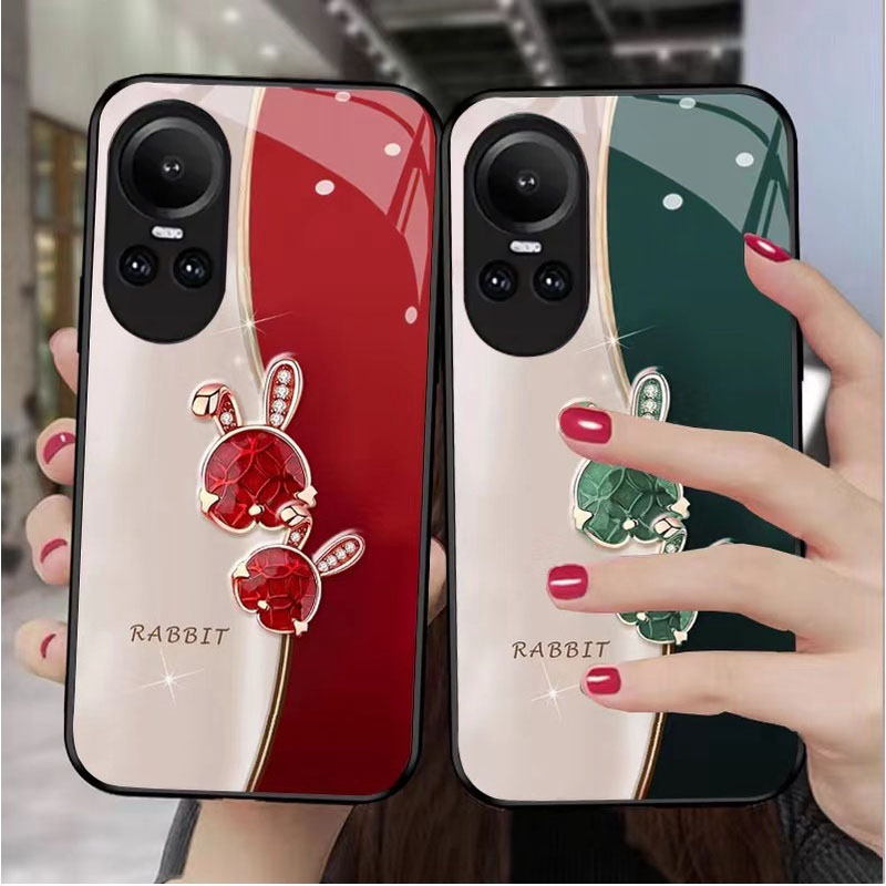 เคส OPPO Reno10 Reno11 5G เคส OPPO Reno 11 10 8T 8Z 7Z Reno8 Pro Plus 5G เคสไอโฟน เคสโทรศัพท์มือถือแบบนิ่ม กันกระแทก กันรอยกล้อง ลายการ์ตูนกระต่ายน่ารัก หรูหรา สําหรั