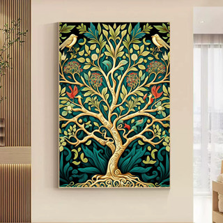 โปสเตอร์ภาพวาดผ้าใบ รูปหัวกะโหลก Abstract Yggdrasil Folklore Tree of Life Day of The Dead สําหรับตกแต่งผนังบ้าน ห้องนั่งเล่น
