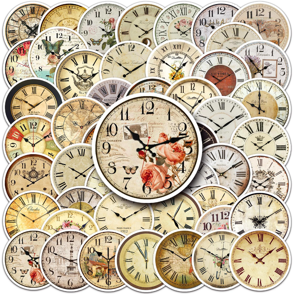 50 ชิ้น Retro Nostalgic นาฬิกาสติกเกอร์ต้นฉบับ ❉ โทรศัพท์แล็ปท็อปถ้วยน้ําหมวกกันน็อคกีตาร์ DIY Decals Doodle สติ๊กเกอร์กันน้ํา