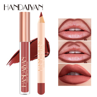 Handayan ลิปไลเนอร์ เนื้อแมตต์ 12 สี + ชุดลิปสติก สําหรับแต่งหน้า