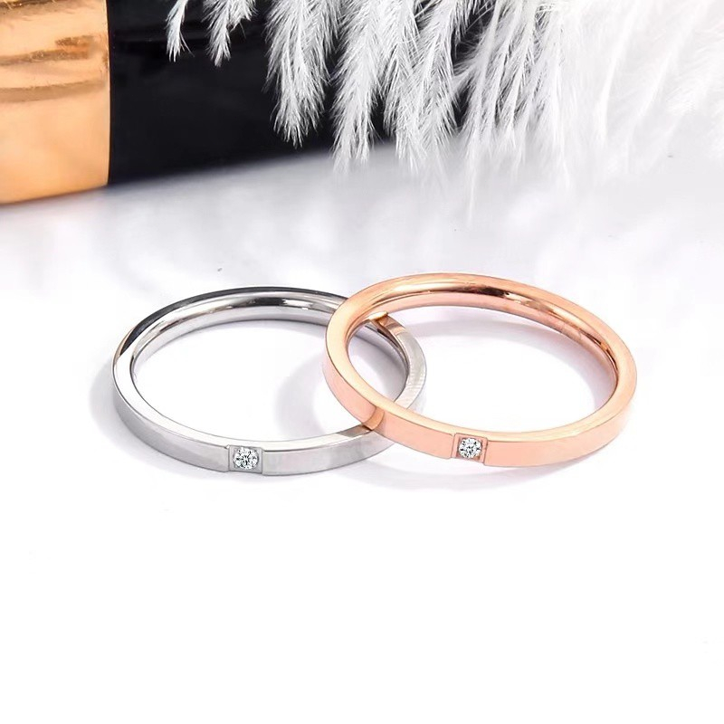 HT One Diamond One Heart One Item แหวนสแตนเลสเครื่องประดับแฟชั่นขายส่งแหวนสาวเหล็กไทเทเนียม