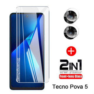 Tecno Pova 5 ฟิล์มกระจกนิรภัย ป้องกันหน้าจอ + ฟิล์มเลนส์กล้อง ตัวป้องกันเลนส์กล้อง 2in1