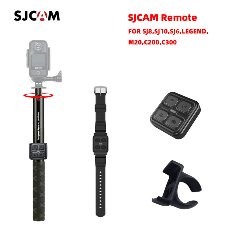 Sjcam รีโมตคอนโทรล WiFi ไม้เซลฟี่ สายนาฬิกาข้อมือ แบตเตอรี่ อุปกรณ์เสริม สําหรับ A10 M20 SJ6 SJ10 9 SJ8 Air Pro C200 C300(SJCAM Remote Bundle)