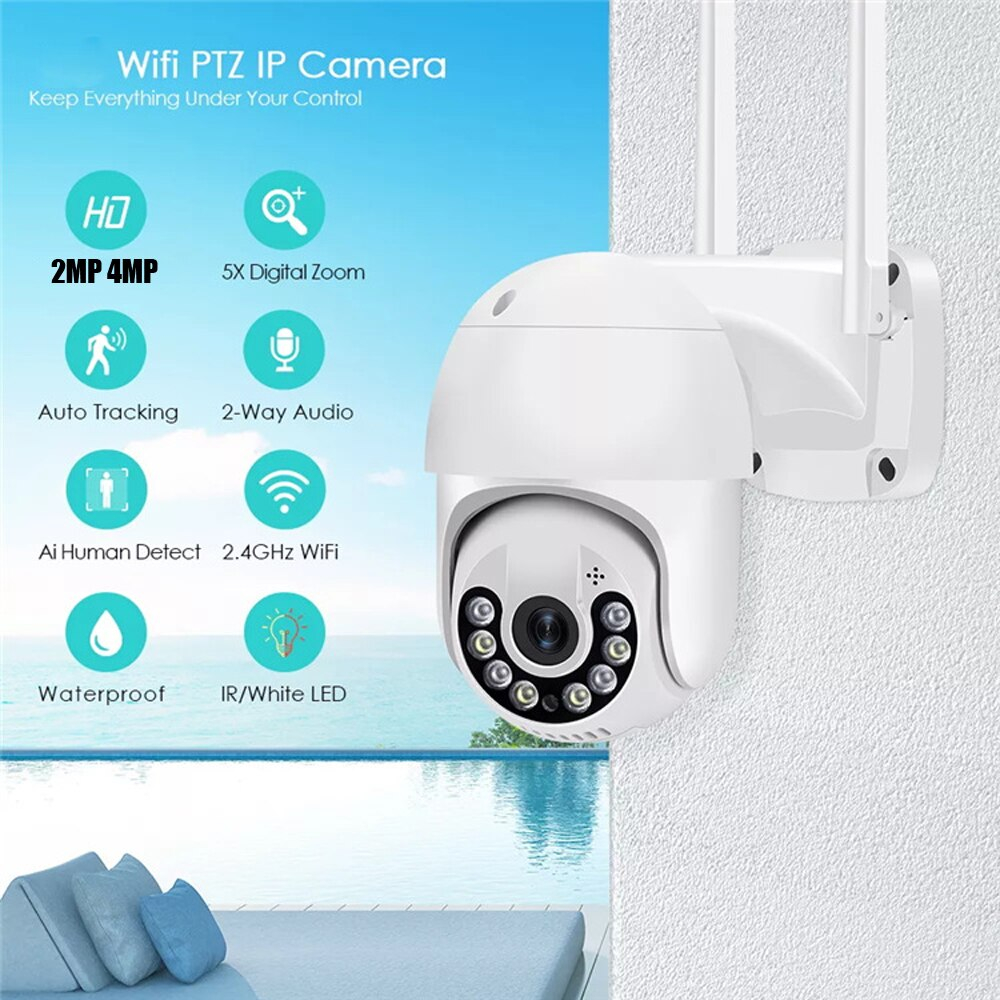Camhipro กล้องวงจรปิดไร้สาย 2MP 1080P Wifi ตรวจจับการเคลื่อนไหว กันน้ํา PTZ CCTV IP