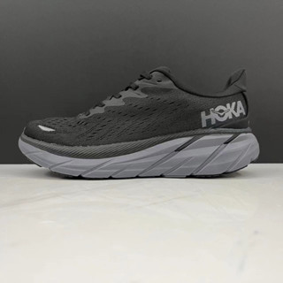 ขายดี Hoka One One Clifton 8 Black Road Shock Absorbing รองเท้าวิ่งลําลอง กันลื่น ระบายอากาศ ทนทาน สําหรับผู้ชาย และผู้หญิง