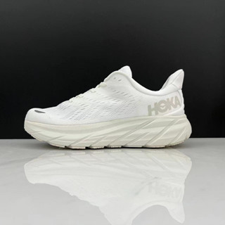 Hoka One One Clifton 8 All White Road Shock Absorbing รองเท้าวิ่งลําลอง กันลื่น ระบายอากาศ ทนทาน สําหรับผู้ชาย และผู้หญิง