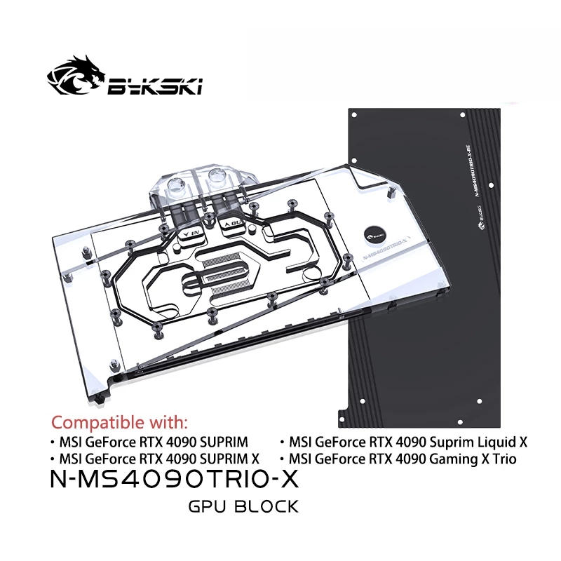 Bykski N-MS4090TRIO-X บล็อก GPU สําหรับ MSI RTX 4090 Suprim X RTX4090 GAMING X TRIO 24G การ์ดวิดีโอระบายความร้อนด้วยน้ํา หม้อน้ําทองแดง
