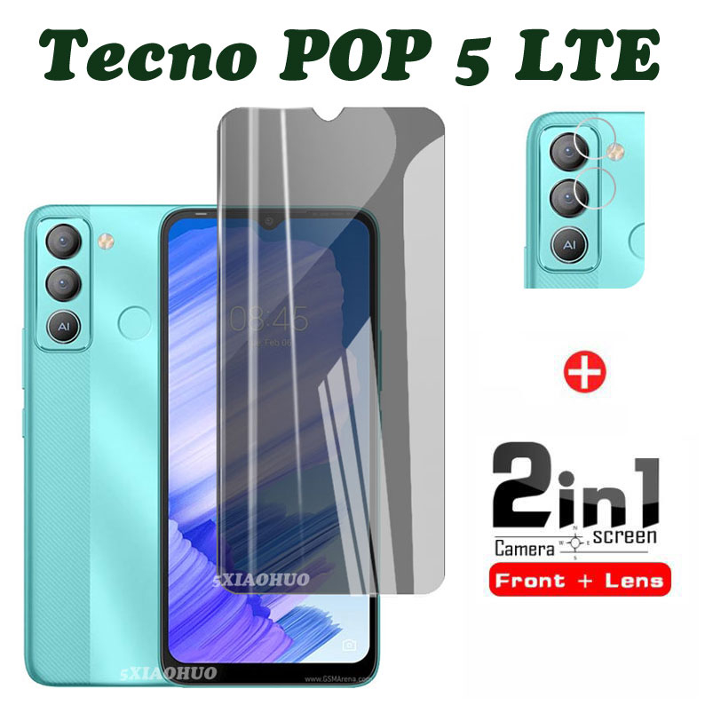 2in1 Tecno POP 5 LTE ป้องกันสอดแนม ความเป็นส่วนตัว กระจกนิรภัย Tecno POP 5 LTE ฟิล์มเซรามิค และฟิล์มด้านหลัง Tecno POP 5 LTE ฟิล์มกันรอยหน้าจอ + ฟิล์มเลนส์
