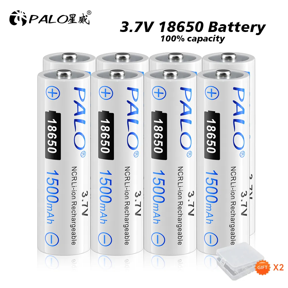 Palo แบตเตอรี่ลิเธียม 3.7V 18650 Li-ion แบบชาร์จไฟได้ 1500 mAh ถ่านชาร์จ