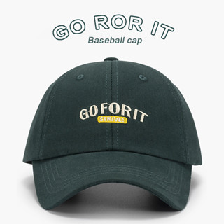 หมวกเบสบอล แบบนิ่ม ปักลายตัวอักษร GOFORIT แบบเรียบง่าย แฟชั่นสปอร์ตกลางแจ้ง สไตล์เกาหลี สําหรับผู้หญิง และผู้ชาย