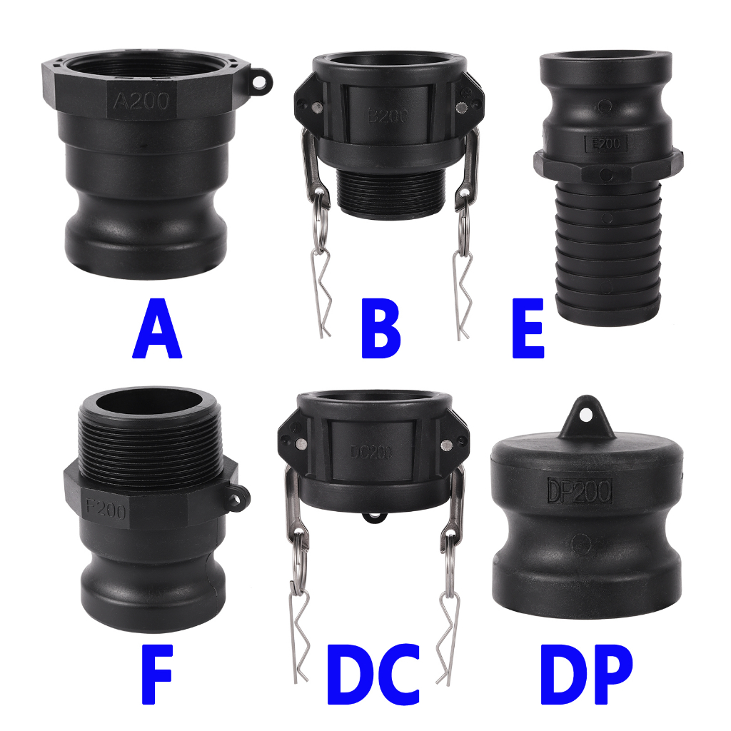 2 "Camlock Groove Fitting Cam Lock Homebrew อะแดปเตอร์ข้อต่ออย่างรวดเร็ว PP Camlock อุปกรณ์ชายหญิงอะแดปเตอร์ปลั๊กฝุ่นหมวก Cam ล็อคข้อต่อ