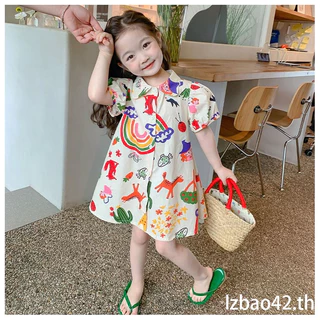 💗ข้อเสนอพิเศษแบบจำกัดเวลา💗ชุดเดรส ลายกราฟฟิตี สำหรับเด็กผู้หญิง 1-9 ขวบ
