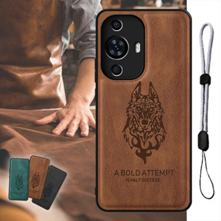 เคสโทรศัพท์มือถือหนัง ลายหมาป่า พร้อมสายคล้อง ปรับได้ หรูหรา สําหรับ Huawei Nova 11