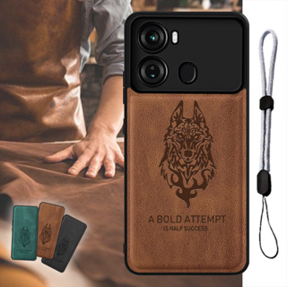 เคสโทรศัพท์มือถือหนัง ลายหมาป่า พร้อมสายคล้อง ปรับได้ หรูหรา สําหรับ Itel P40