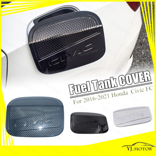 ฝาครอบถังน้ํามันเชื้อเพลิง คาร์บอนไฟเบอร์ สีดํามันวาว สําหรับ Honda Civic FC ปี 2016-2020 Fuel Tank Cover