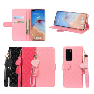 เคส เคสโทรศัพท์ Huawei P40 P30 Lite P20 Mate 30 20 Pro Nova 4e เคสโทรศัพท์หนัง PU ฝาพับ ลายนูน พร้อมช่องใส่บัตร และสายคล้อง สําหรับ HuaweiP40 HuaweiP30 HuaweiP20 Embossed Bow PU Leather Wallet Case เคสฝาพับ เคสเปิดปิด  เคสโทรศัพท์