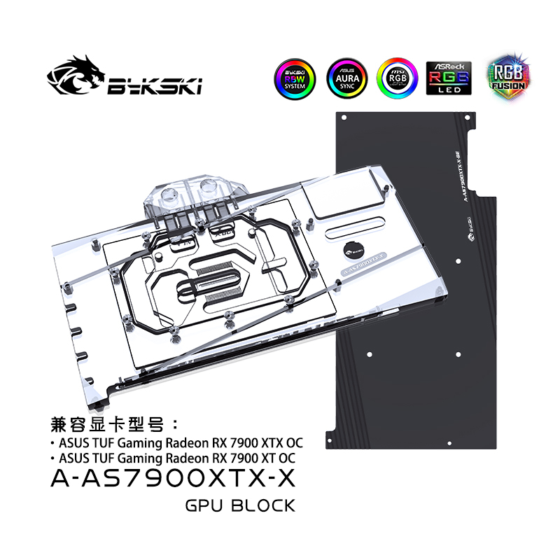 Bykski GPU Block ใช้สําหรับ ASUS TUF Gaming Radeon RX7900 XTX/XT OC การ์ดระบายความร้อนด้วยน้ํา/ฝาครอ