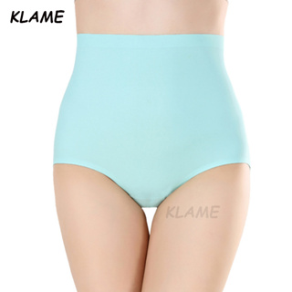 Klame กางเกงชั้นใน ผ้าเรยอน เอวสูง ไร้รอยต่อ ขนาดใหญ่ สีพื้น สําหรับผู้หญิง พลัสไซซ์ KLM483 4XL