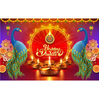 แบนเนอร์ ลาย Happy Diwali ขนาด 5x3 ฟุต สําหรับตกแต่งพื้นหลังถ่ายภาพ งานเทศกาล