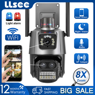 LLSEE icsee 8MP 4K 8X ออปติคัลซูม WIFI ไร้สายกล้องวงจรปิดกลางแจ้ง 360, Night Vision ที่มีสีสัน IP66 กันน้ำ AI ติดตามมือถือปลุกสองทางโทร IP กล้องรักษาความปลอดภัย