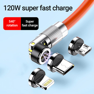 Hoco 3 in 1 สายชาร์จแม่เหล็ก 120W USB 6A Type C Micro 540 องศา 1 เมตร