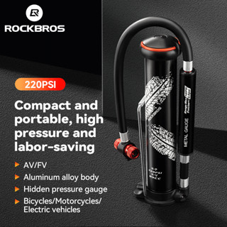 Rockbros 220 PSI ปั๊มลม AV/FV อลูมิเนียมอัลลอยด์ แบบพกพา สําหรับรถจักรยานยนต์ บาสเก็ตบอล