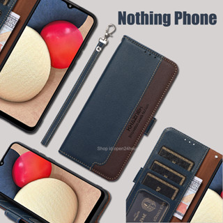 Nothing Phone 2/Nothing Phone 1 เคสหนัง ฝาพับ พร้อมสายคล้องมือ ใหม่ คลาสสิก กระเป๋าสตางค์