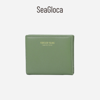 Seagloca ใหม่ กระเป๋าสตางค์ แบบพับครึ่ง บางมาก สีพื้น เรียบง่าย สําหรับผู้หญิง No.1395