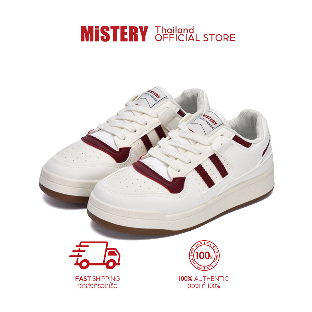 MiSTERY รองเท้าผ้าใบหนัง รองเท้าส้นสูง รุ่น CLOUD RETRO ข้าวส้ม MIS-701