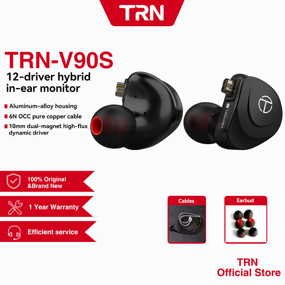 TRN V90S 5BA+1DD Metal Hybrid HIFI Bass In Ear Monitor Noise Noise Cancelling Earphones