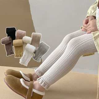 กางเกงเลกกิ้ง ผ้าฝ้าย พิมพ์ลายลูกไม้ ดอกไม้ ทรงสกินนี่ สีพื้…