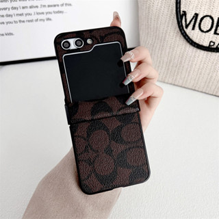 ใหม่ เคสโทรศัพท์มือถือหนัง Pu ลายโค้ช สําหรับ Samsung Galaxy Z Flip 5 4 3 5G