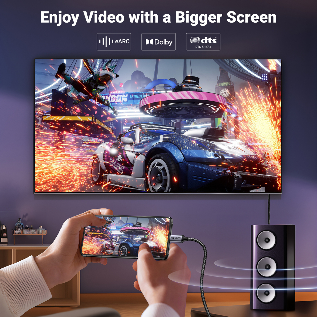 Ugreen 8K60Hz Usb C To Dp สายเคเบิ้ล Usb C To Dp Male To Male สายไนล่อนถัก สําหรับมอนิเตอร์ HDTV โปรเจคเตอร์แล็ปท็อป