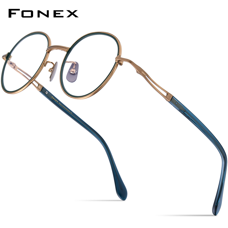 Fonex Acetate กรอบแว่นตาไทเทเนียม ทรงกลม สไตล์เรโทร สําหรับผู้หญิง และผู้ชาย 2023