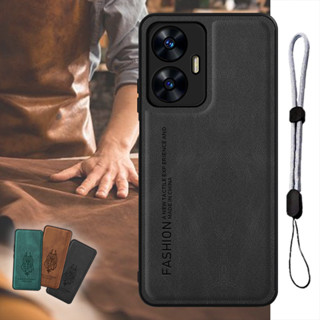 เคสโทรศัพท์มือถือหนัง หรูหรา พร้อมสายคล้อง ปรับได้ สําหรับ Realme C55 NFC