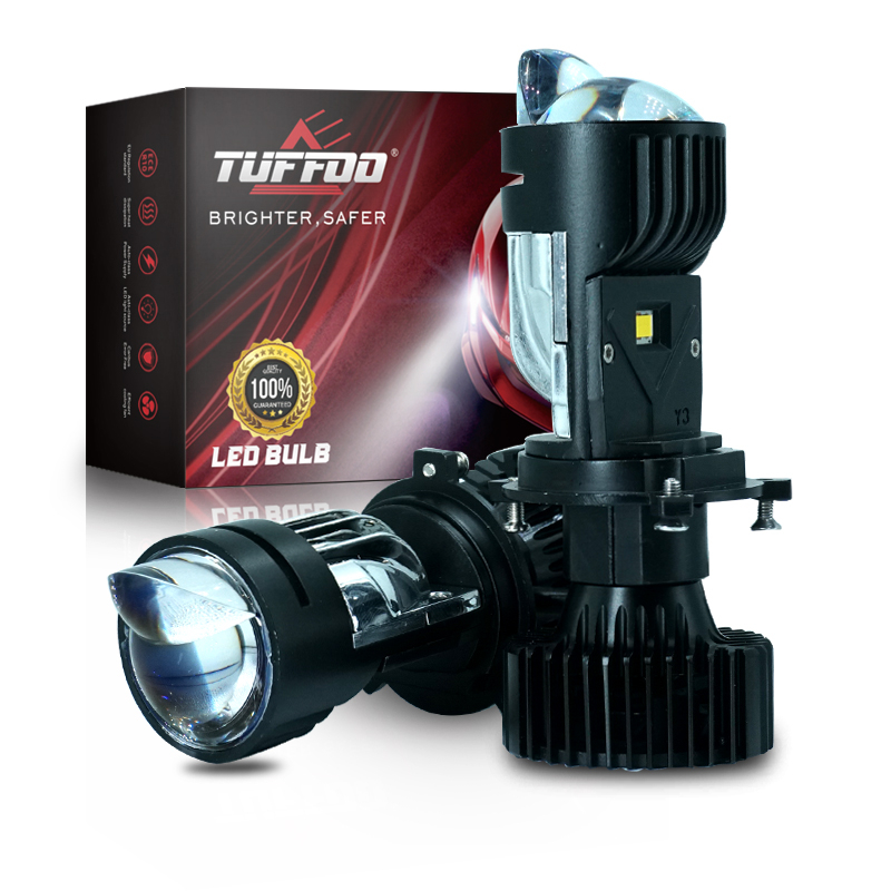TUFFOO 1 คู่ P50 H4 Bi LED มินิโปรเจคเตอร์เลนส์ LED ไฟหน้าหลอดไฟสําหรับรถยนต์ Low Beam/High Beam - 6000K สีขาว/4300K สีเหลืองสีขาว