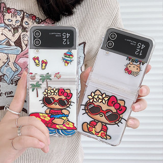 SANRIO เคสโทรศัพท์มือถือ แบบบางพิเศษ ลายการ์ตูน Hello Kitty น่ารัก สําหรับ Samsung Z Filp 5 4 3