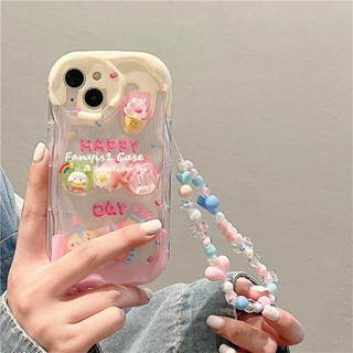 เคสโทรศัพท์มือถือแบบนิ่ม ใส ลายไอศกรีม พร้อมสายโซ่คล้อง สําหรับ Vivo Y16 Y22 Y21 Y20 Y20S Y20i Y02 Y12S Y36 Y33T Y33S Y22S Y17 Y15 Y12 Y95 Y93 Y91 Y15A Y35 V25