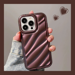 【Wave shape soft case/Brown】เคส compatible for iPhone 11 12 13 14 pro max case