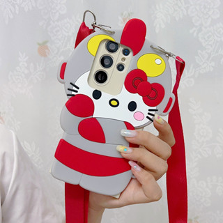 เคสซิลิกาเจล ลายการ์ตูนอุลตร้าแมน คิตตี้น่ารัก พร้อมสายคล้อง สําหรับ เคส Samsung Galaxy A73 A72 A71 A54 A53 A52S A51 A34 A33 A23 A42 A12 A32 A22 A30 A20 A50S A13 A14 A52 4G 5G case