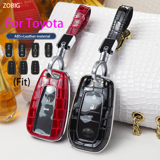 Zobig เคสกุญแจรีโมทรถยนต์ แบบหนัง พร้อมพวงกุญแจ สําหรับ Toyota CHR Prado Camry Avalon RAV4 Hilux Fortuner Corolla Cross Avalon Prius Innova