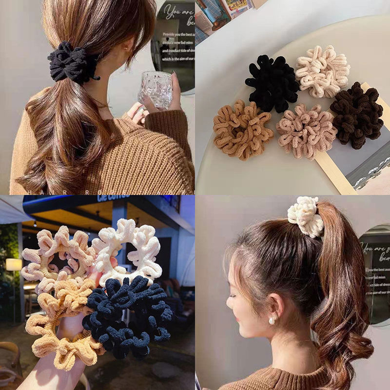 ยางมัดผม ผ้ากํามะหยี่ขนนิ่ม น่ารัก เรียบง่าย เครื่องประดับผม
