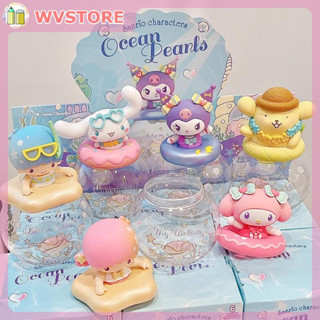 [WV] ของแท้ Sanrio Ocean Pearl Series ถังเก็บ RDM6 รูปทรงฝาขวด: Kuromi, Cinnamoroll, MyMelody, Kiki, Lala, Purin