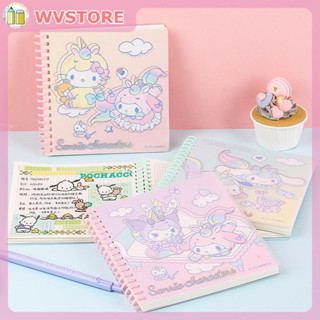 [WV] ของแท้ สมุดโน้ต คอยล์สี่เหลี่ยม แบบนิ่ม ลายยูนิคอร์น Sanrio สําหรับนักเรียน