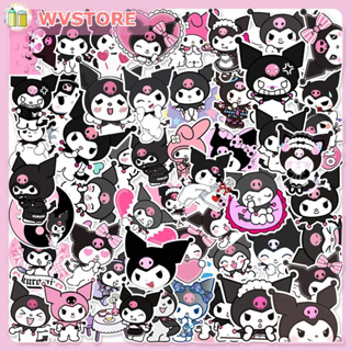 [WV] สติกเกอร์ กันน้ํา ลาย Sanrio Kuromi น่ารัก สําหรับติดตกแต่งสมุดโน้ต สเก็ตบอร์ด กระเป๋าเดินทาง ถ้วยน้ํา 50 แผ่น