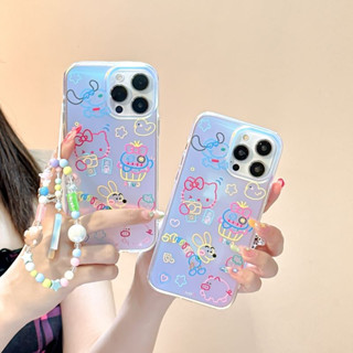 เคสโทรศัพท์มือถือ KT ลายการ์ตูนแมวน่ารัก พร้อมสายโซ่ลูกปัด สําหรับ iPhone 14Pro case max 13Pro max 12Pro max 14Pro 13Pro 12Pro 11 12 13 14 CASE