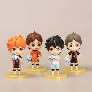 ชุดไฮคิวญี่ปุ่น 9 ซม. 4 ชิ้น / ชุด โมเดลฟิกเกอร์ PVC อนิเมะ Hinata Shoyo Tobio Kageyama Q Version Volleyball Young ของเล่นสําหรับเด็ก