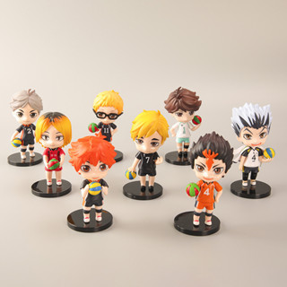 ชุด Haikyuu ญี่ปุ่น 10 ซม. 8 ชิ้น / ชุด โมเดลฟิกเกอร์ PVC อนิเมะ Hinata Shoyo Tobio Kageyama Q Version Volleyball Young ของเล่นสําหรับเด็ก